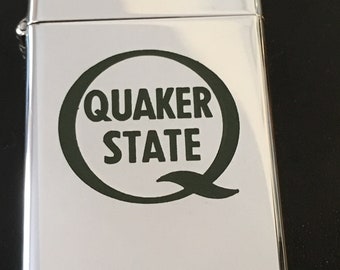 NOS Quaker State Motor Oil Zippo Slim Advertising Lighter - 1980