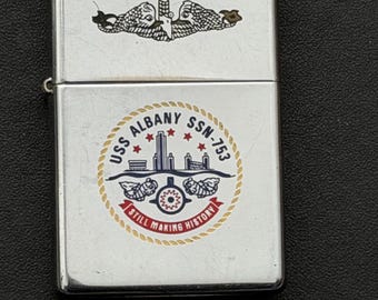 USS Albany Submarine SSN 753 Zippo Full Size Lighter  - Used 1998
