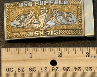 Submarine USS Buffalo SSN 715 Navy Belt Buckle - Used - Hand made in the Philippines