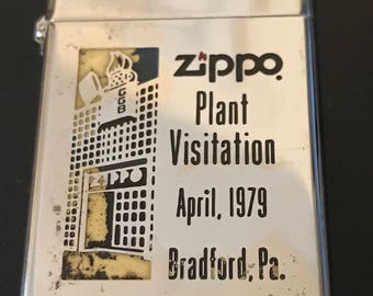 Zippo Plant Visitation April 1979 - Slim Zippo Lighter - Used 1978