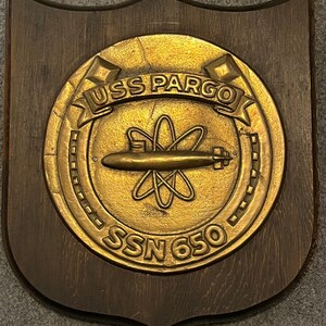 USS Pargo Submarine SSN 650 Brass Plaque