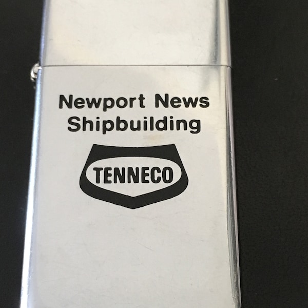 Newport News Shipbuilding Tenneco Zippo Slim Advertising Lighter  -  Used 1975