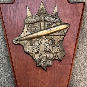 USS Barb Submarine SSN 596 Brass Plaque
