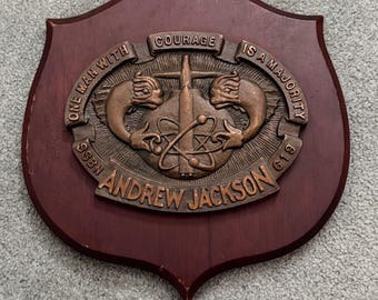 USS Andrew Jackson Submarine SSBN 619 Brass Plaque