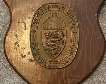 USS Seadragon Submarine SSN 584 Brass Plaque