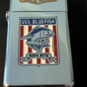 USS Bluefish Submarine SSN 675 Zippo Slim Lighter  - 1980 Used