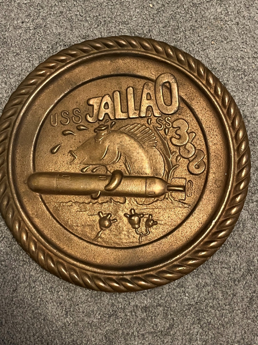 USS Jallao Submarine SS 368 Brass Quarterdeck Plaque Huge Etsy
