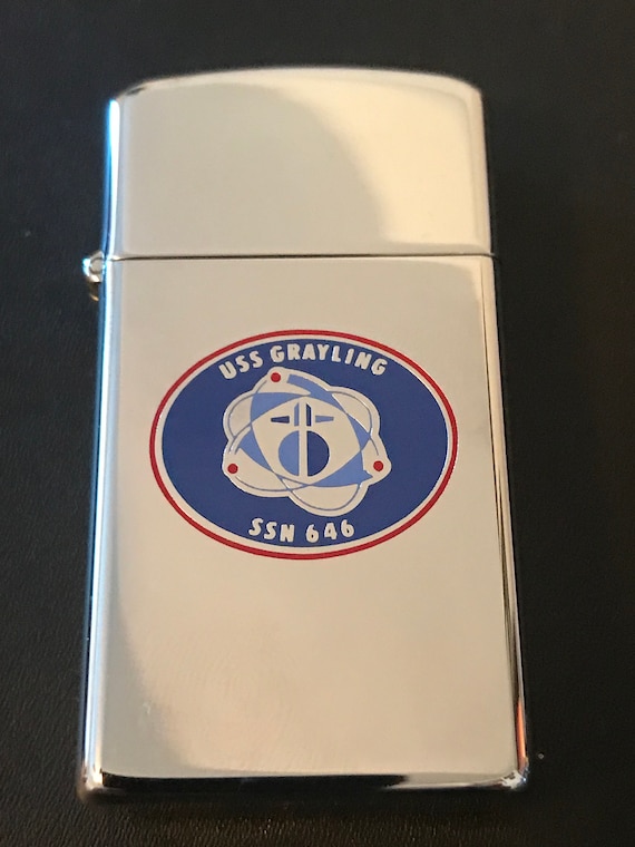 NOS USS Grayling Submarine SSN-646 Zippo Slim Lighter - 1981 New 