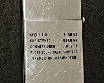 USS Simon Lake Submarine Tender AS-33 Plankowner Zippo Slim