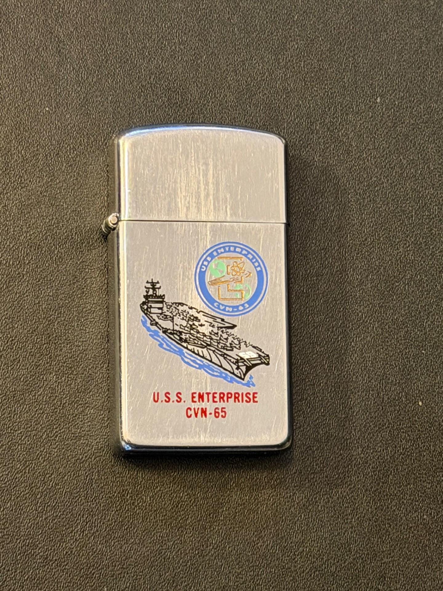 USS Enterprise Nuclear Aircraft Carrier CVN 65 Zippo Slim Lighter
