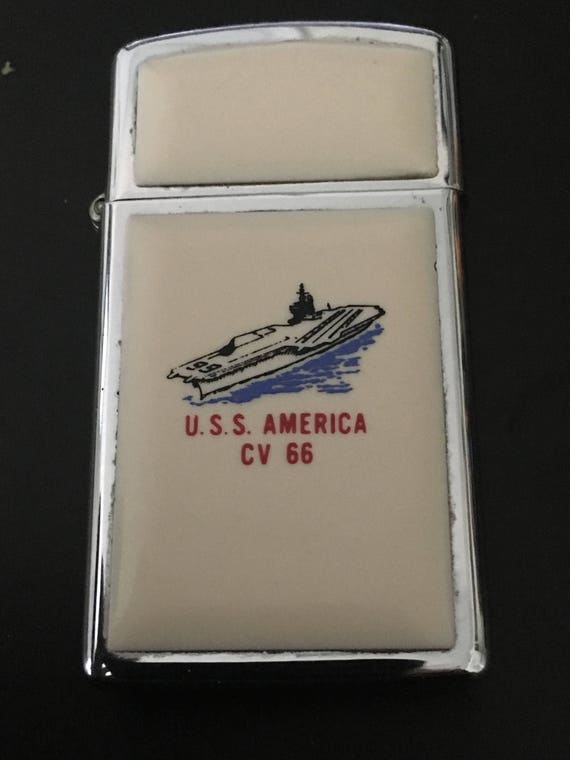 USS America Aircraft Carrier CV-66 Zippo Slim Lighter