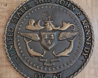 USS John F Kennedy Submarine CV 67 Brass Plaque