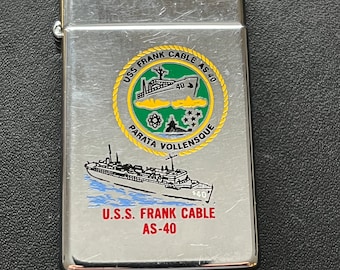 USS Cable Submarine Tender AS-40 Zippo Slim Lighter - 1991 - Etsy