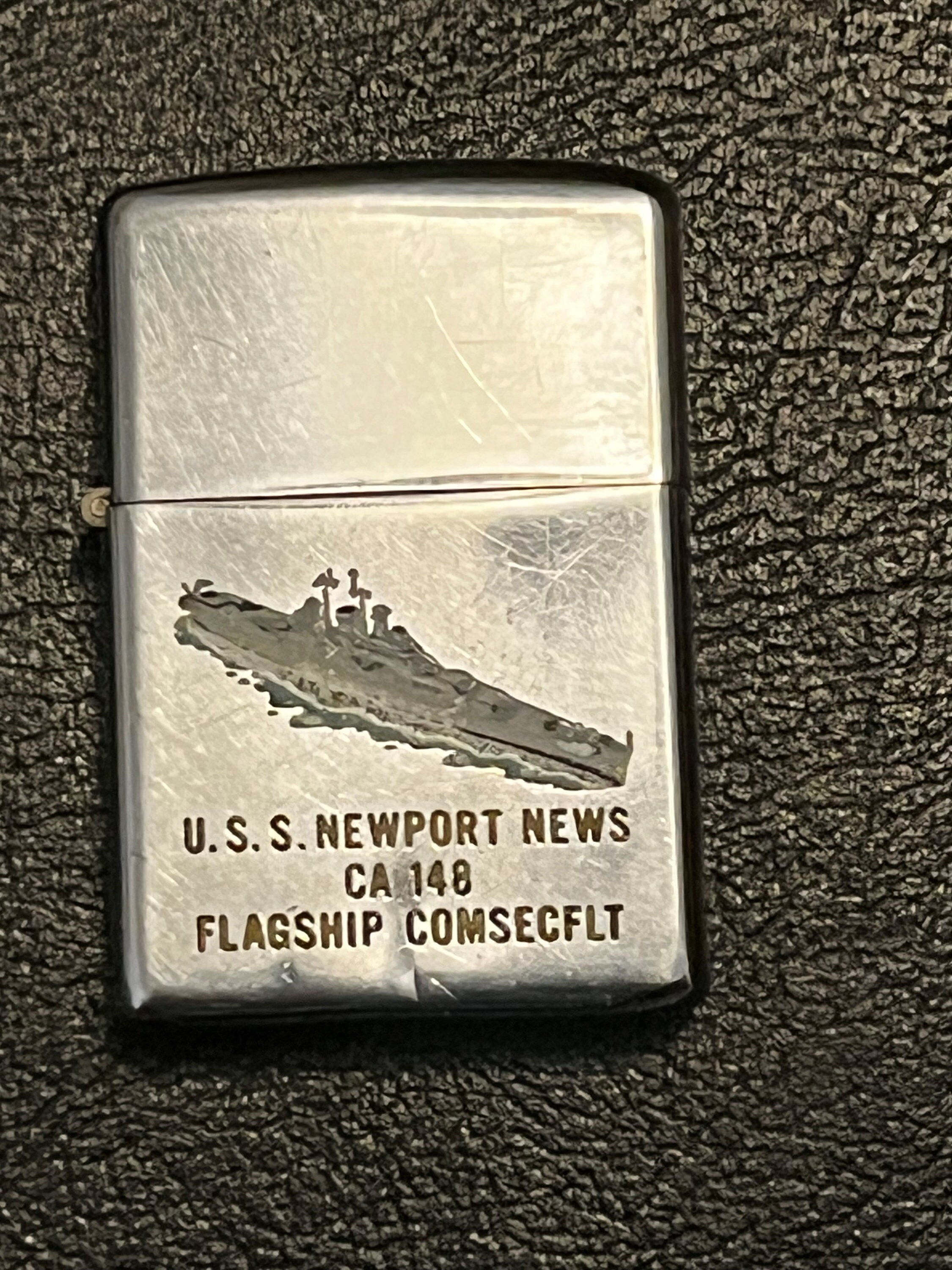 The Chopper Zippo No.148 アンティーク ブラス USS Newport News Cruiser CA 148 Full Size Zippo Lighter - Used