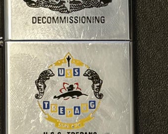 USS Trepang Submarine SSN 674 Decommissioning Zippo Full Size Lighter  - 1998 Used
