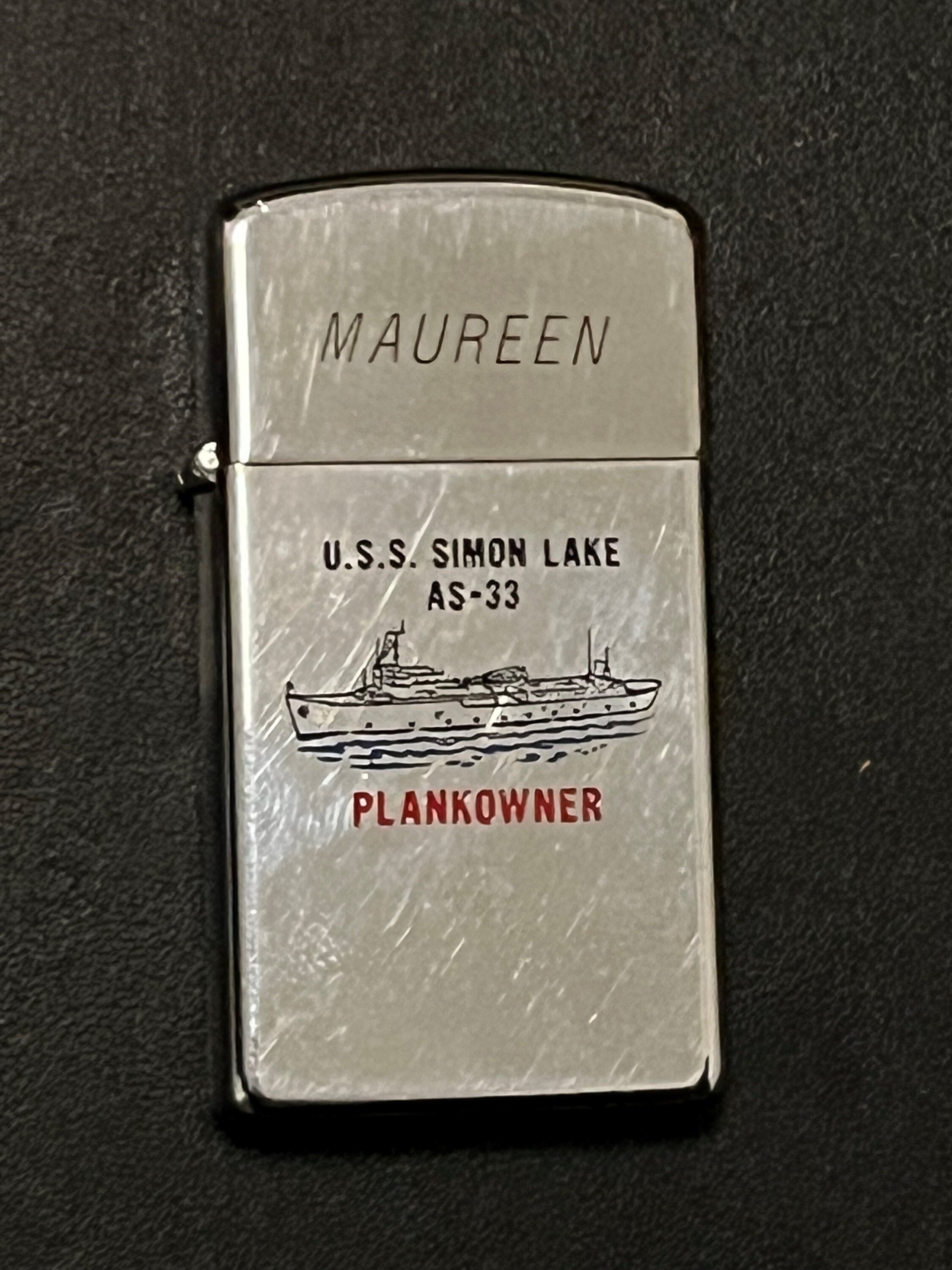 USS Simon Lake Submarine Tender AS-33 Plankowner Zippo Slim