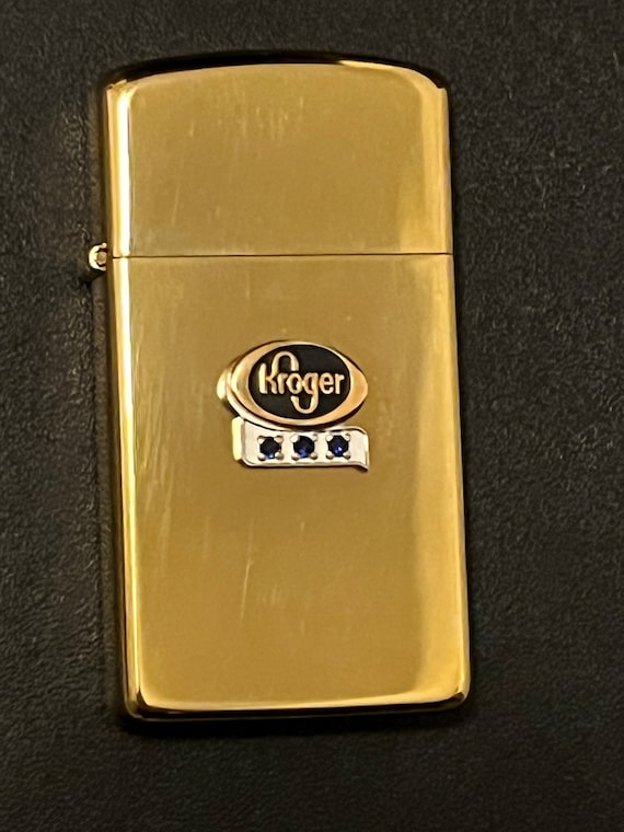 NEW Kroger Grocery Solid Brass Slim Zippo Lighter - NOS 1984 - Etsy