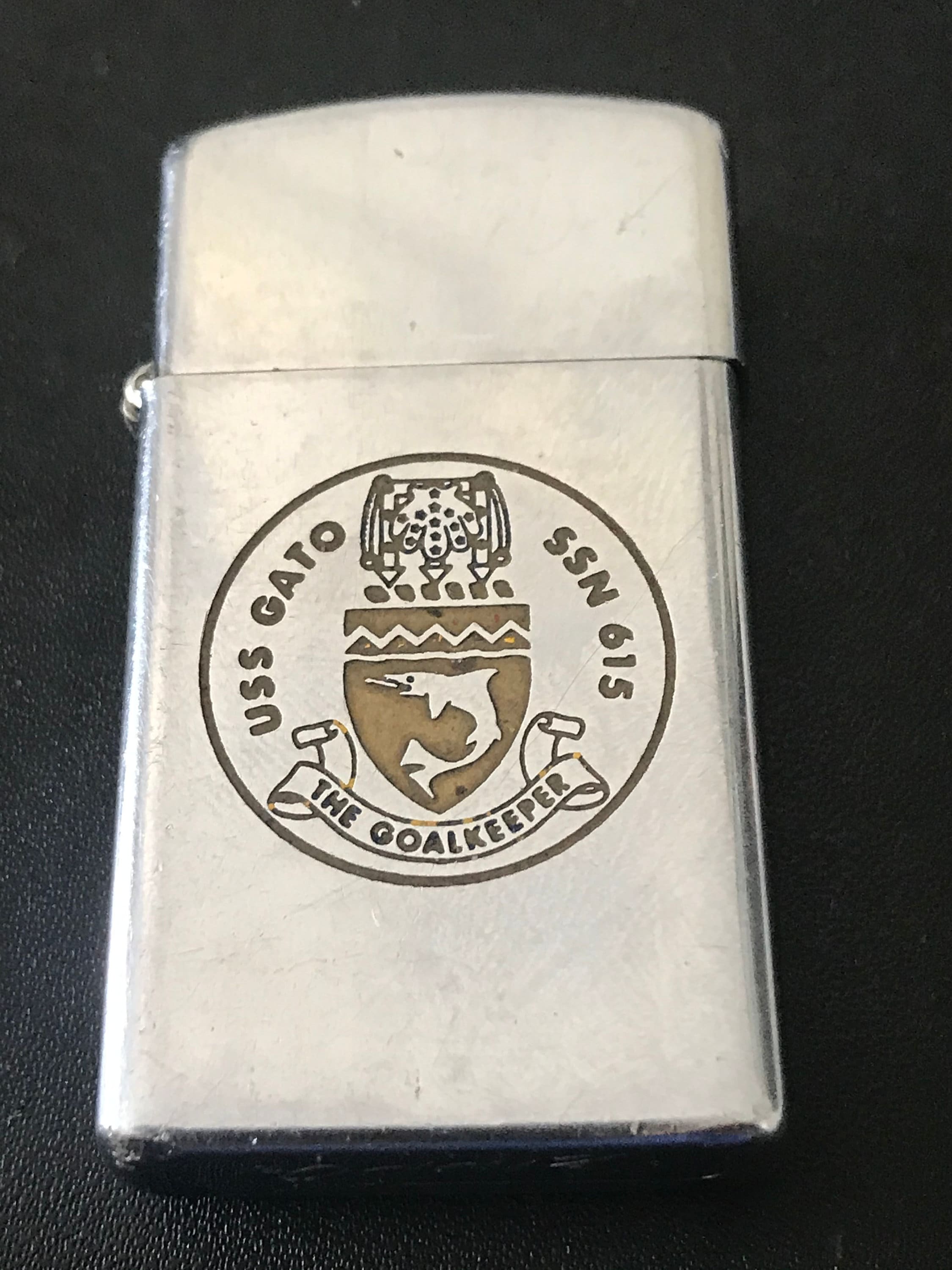 USS Gato SSN 615 Nuclear Submarine Zippo Slim Lighter - 1973 Used