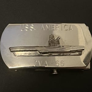 USS America Aircraft Carrier CVA-66 Belt Buckle NEW - circa 1971 (for web Belts)