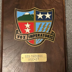 USS Taconic Amphibious Force Command Ship AGC 17  Painted Brass Plaque