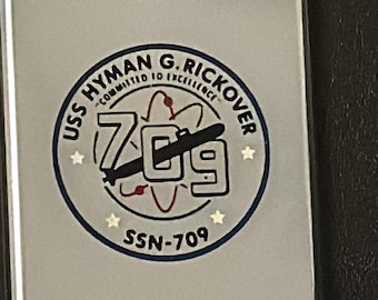 NOS USS Hyman G Rickover Submarine SSN-709 Vintage Zippo Slim Lighter - New 1984