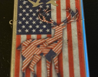 Zippo Flag Deer Hunting - Full Size Zippo Lighter - Used