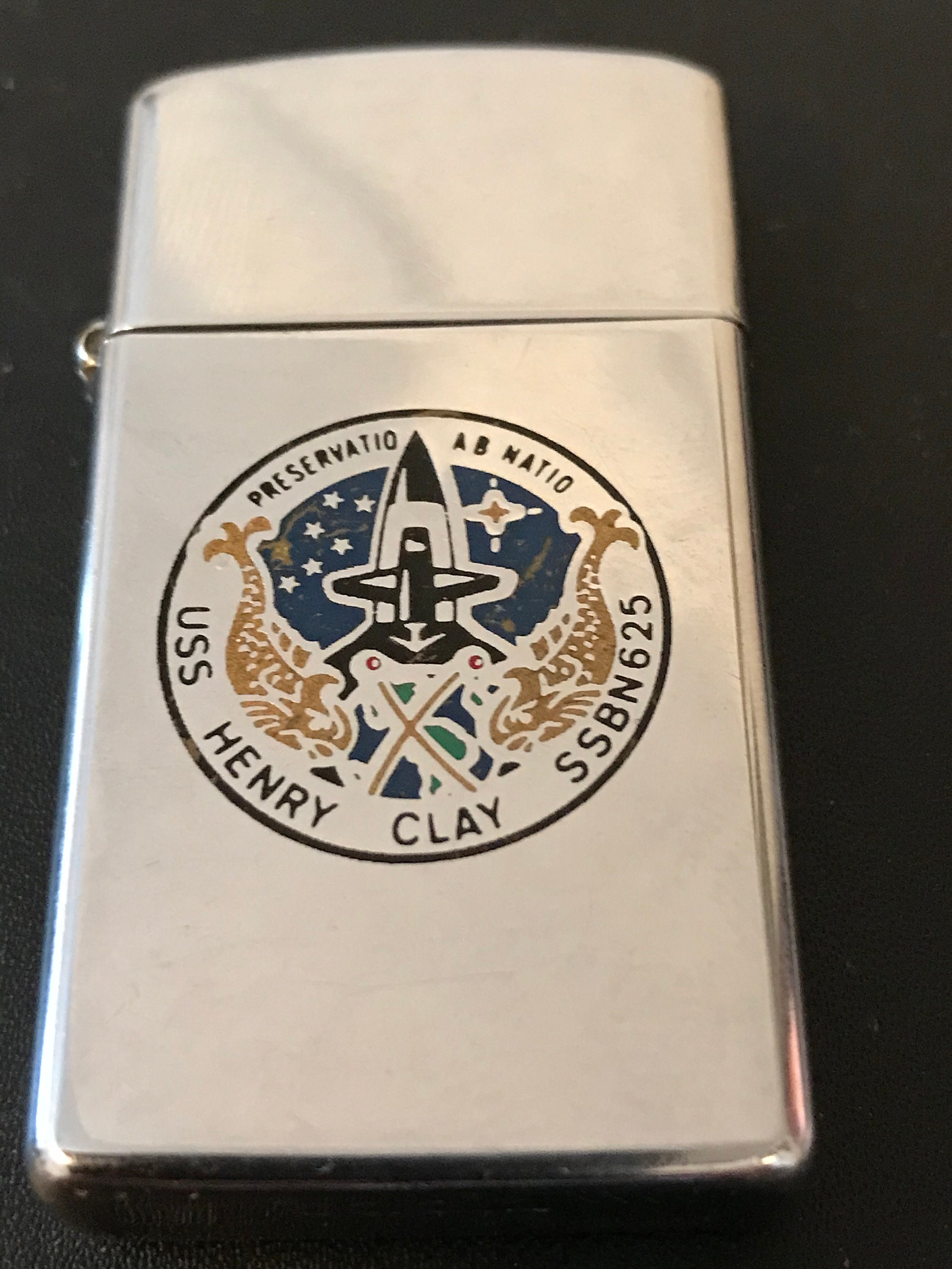USS Henry Clay Submarine SSBN 625 Zippo Slim Lighter - Used