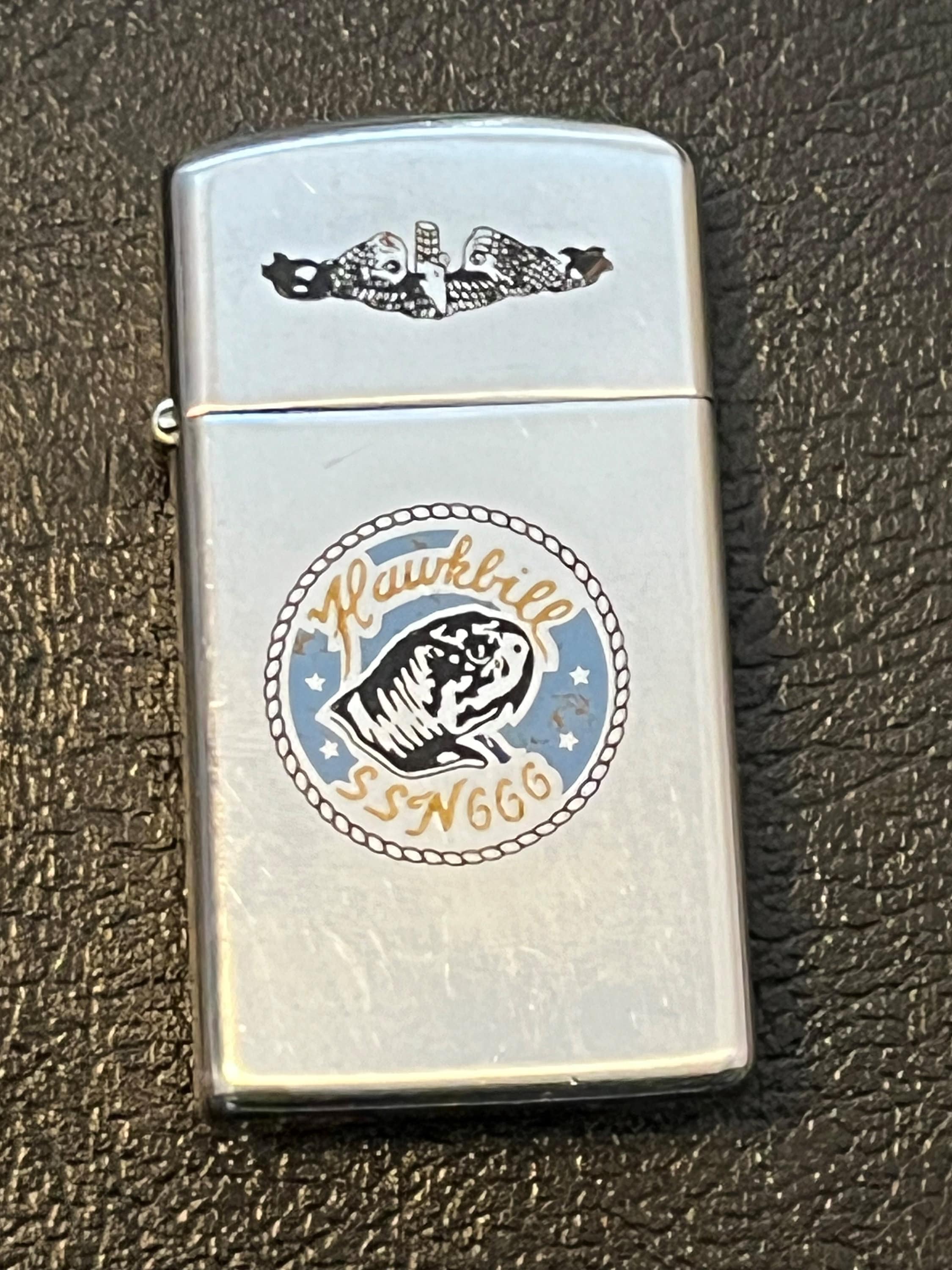 USS Hawkbill Submarine SSN 666 Zippo Slim Lighter - Used USS Hawkbill Submarine SSN 666 Zippo Slim Lighter - Used