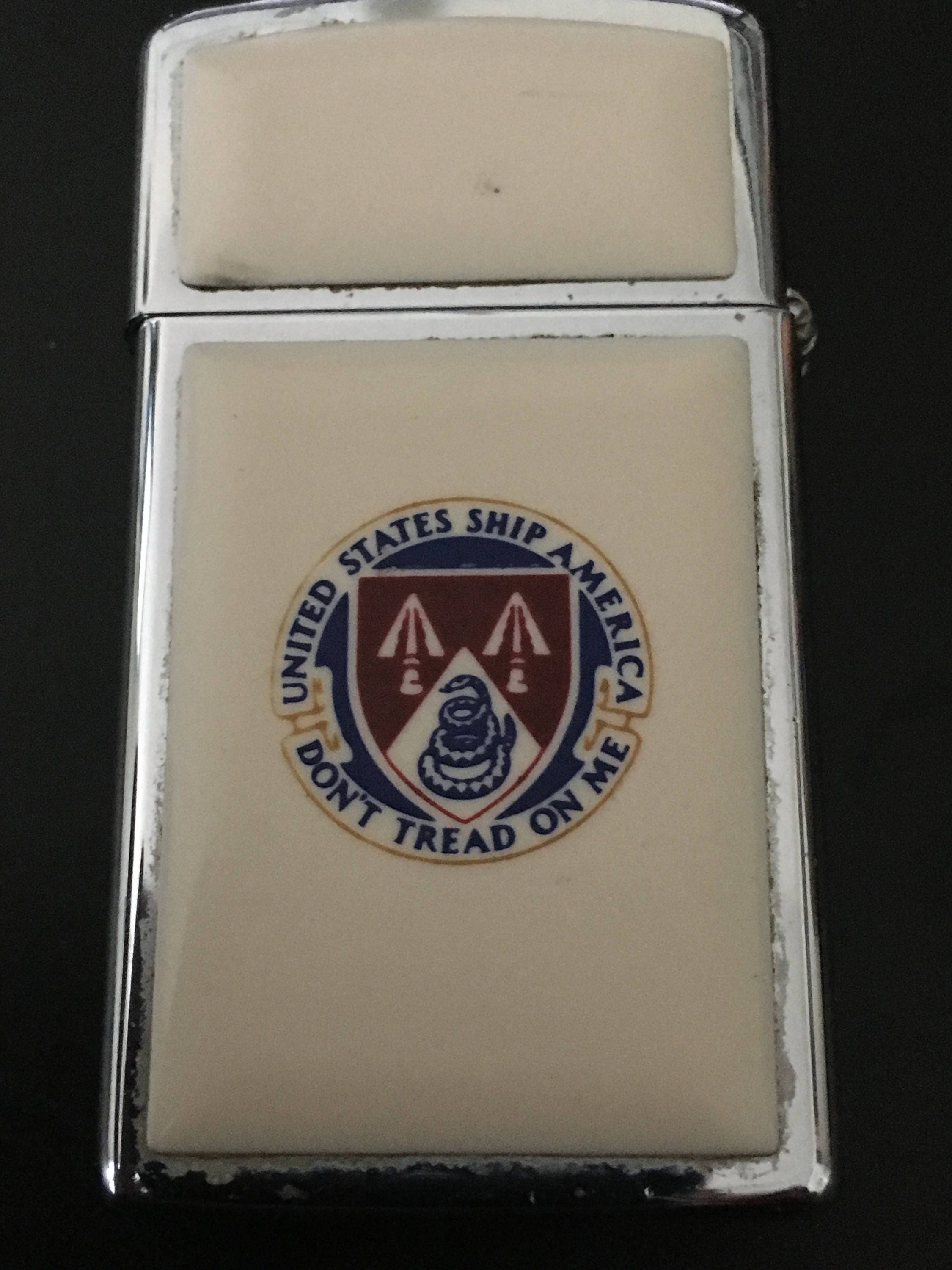 USS America Aircraft Carrier CV-66 Zippo Slim Lighter Ultralite - Used 1983