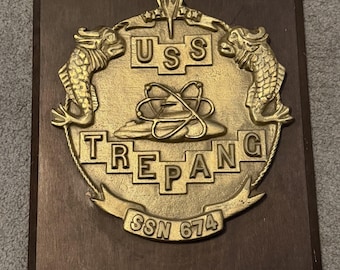 USS Trepang Submarine SSN 674 Brass Plaque