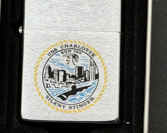 NOS USS Charlotte Submarine SSN 766 Full Size Zippo Lighter - New 1997