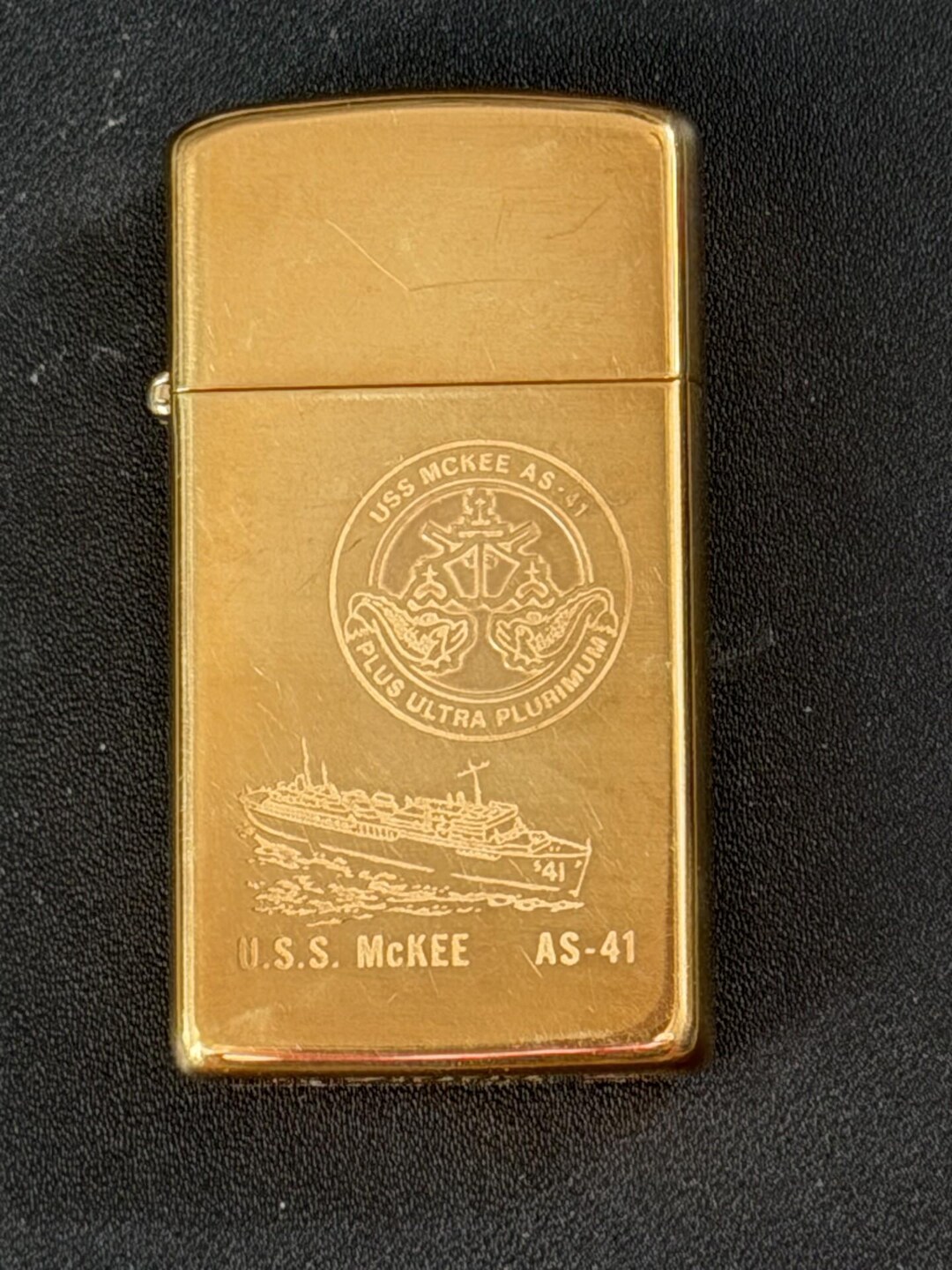 USS Mckee Submarine Tender AS-41 Brass Zippo Slim Lighter - 1995