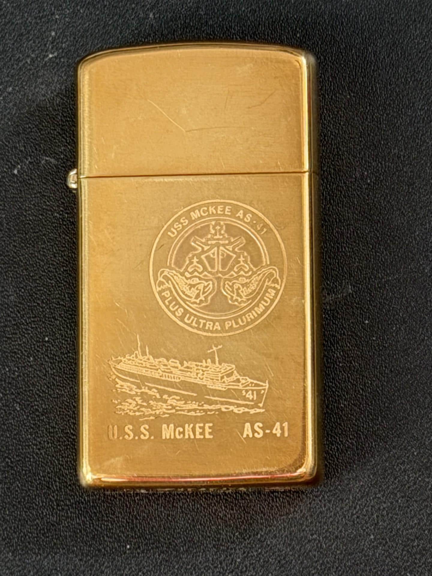 USS Mckee Submarine Tender AS-41 Brass Zippo Slim Lighter - 1995