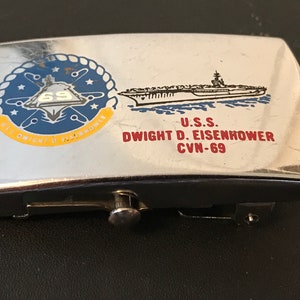 USS Dwight D Eisenhower Aircraft Carrier CVN- 69 Zippo Belt Buckle - Used
