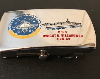 40〜50s ビンテージペナント US NAVY & ARMY2枚セット USS Dwight D Eisenhower Aircraft Carrier CVN- 69 Zippo Belt Buckle