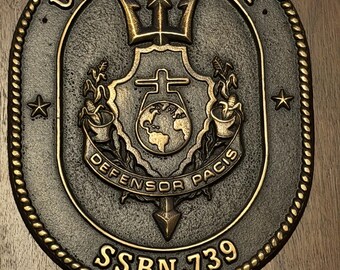 USS Nebraska Submarine SSBN 739 Brass Plaque