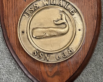 USS Whale Submarine SSN 638 Brass Plaque