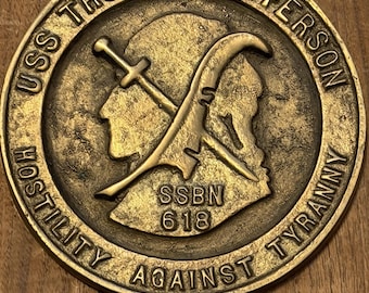 USS Thomas Jefferson Submarine SSBN 618 Brass Plaque