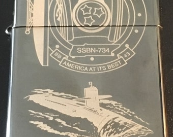 NOS USS Tennessee Submarine SSBN 734 Full Size Zippo Lighter - New