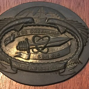 USS Greenling Submarine SSN 614 Brass Plaque
