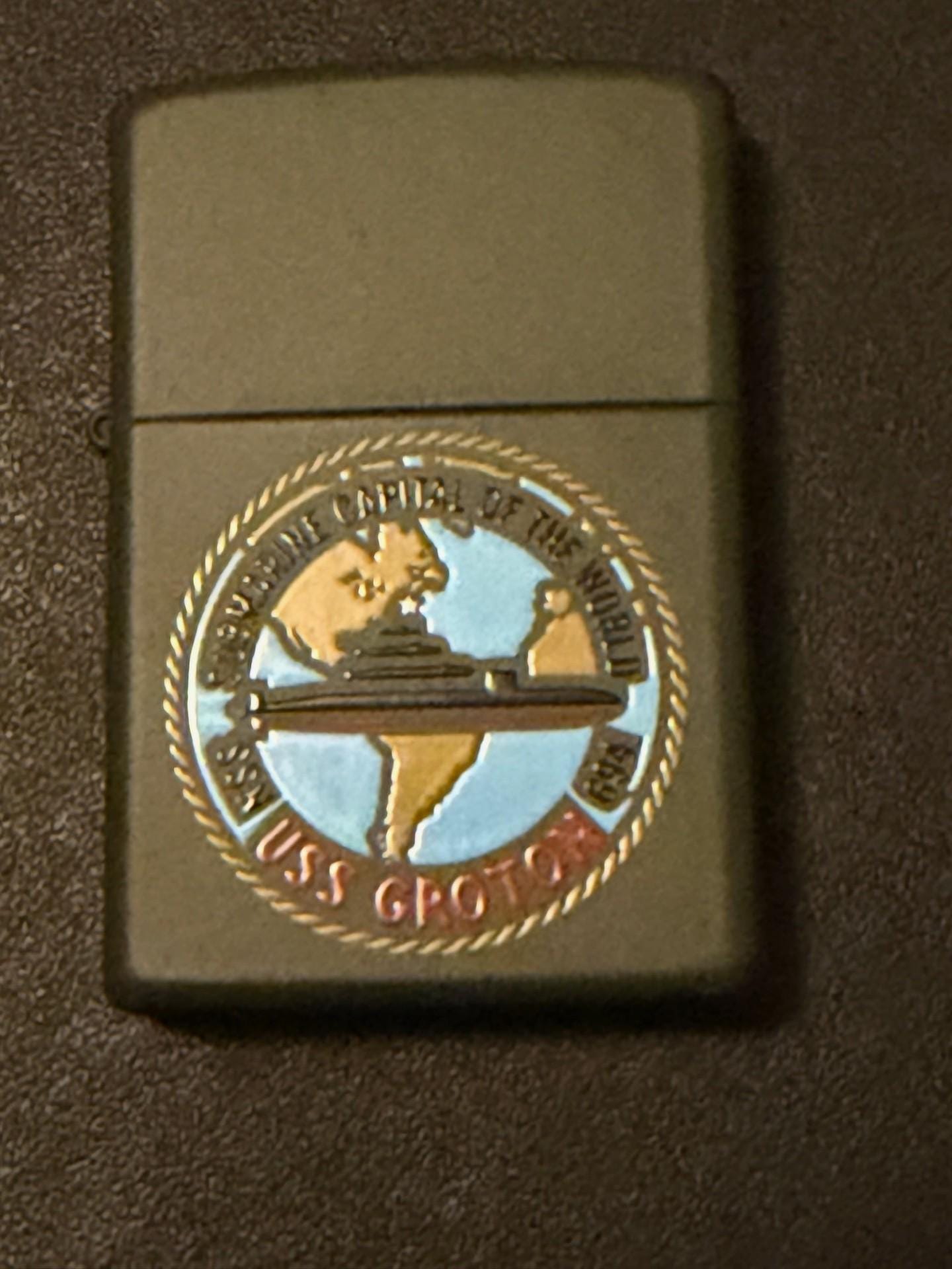 USS Groton Submarine SSN 694 Zippo Full Size Lighter - Green Matte