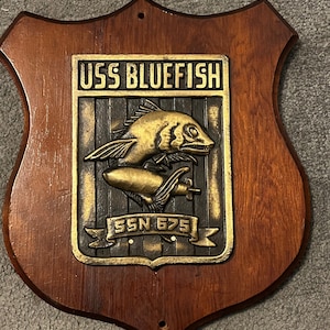 USS Bluefish Submarine SSN 675 Brass Plaque