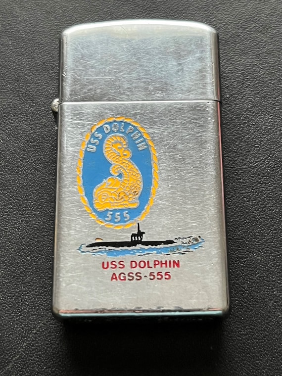USS Dolphin Research Submarine AGSS 555 Zippo Slim Lighter Used