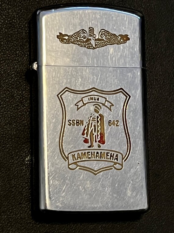 USS Kamehameha Submarine SSBN 642 Zippo Slim Lighter - USED 1974 