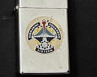 Submarine Squadron 16 (SUBRON 16) Navy Zippo Slim Lighter - Used 1965