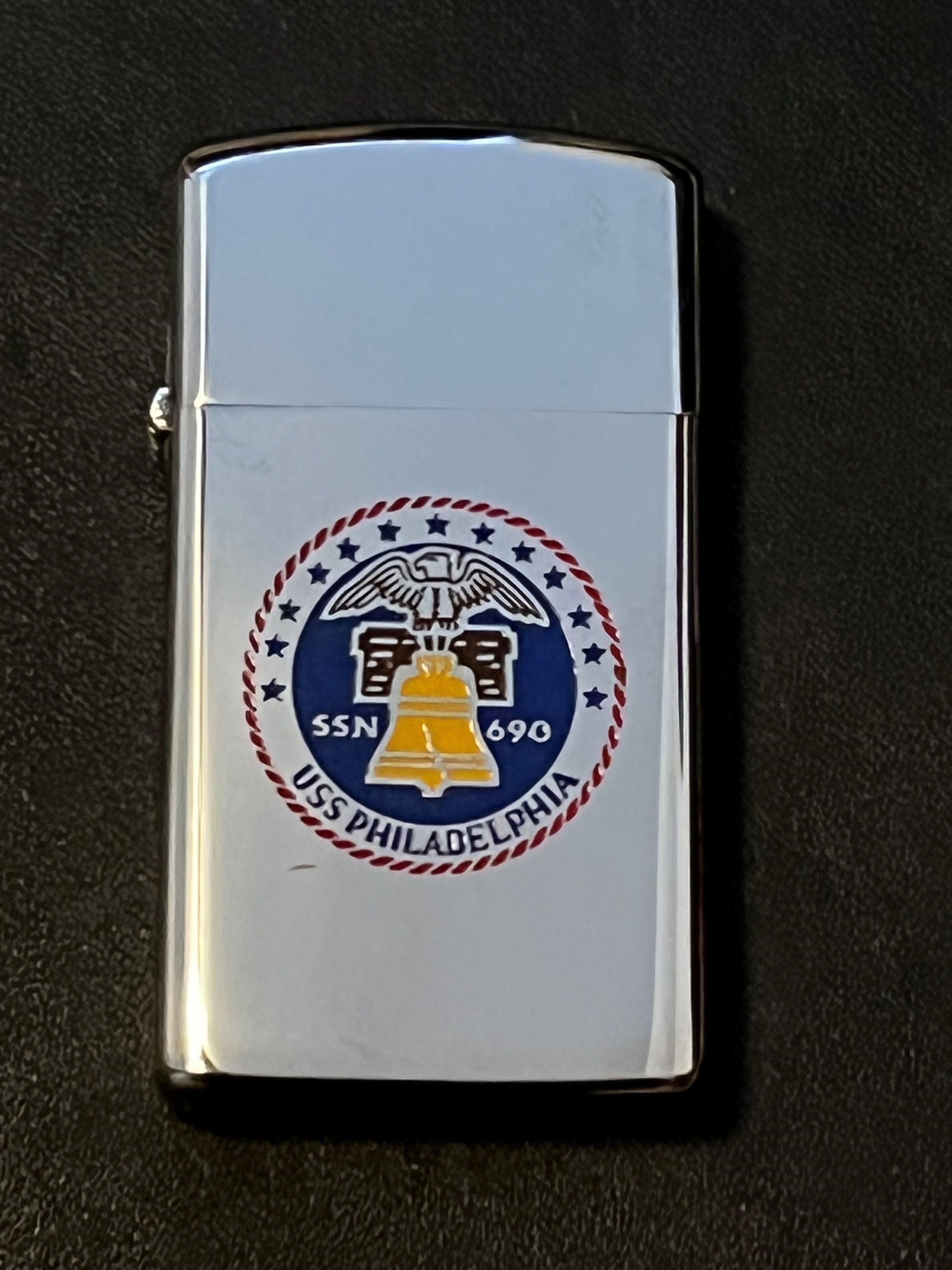 NOS USS Philadelphia Submarine SSN-690 Vintage Zippo Slim Lighter