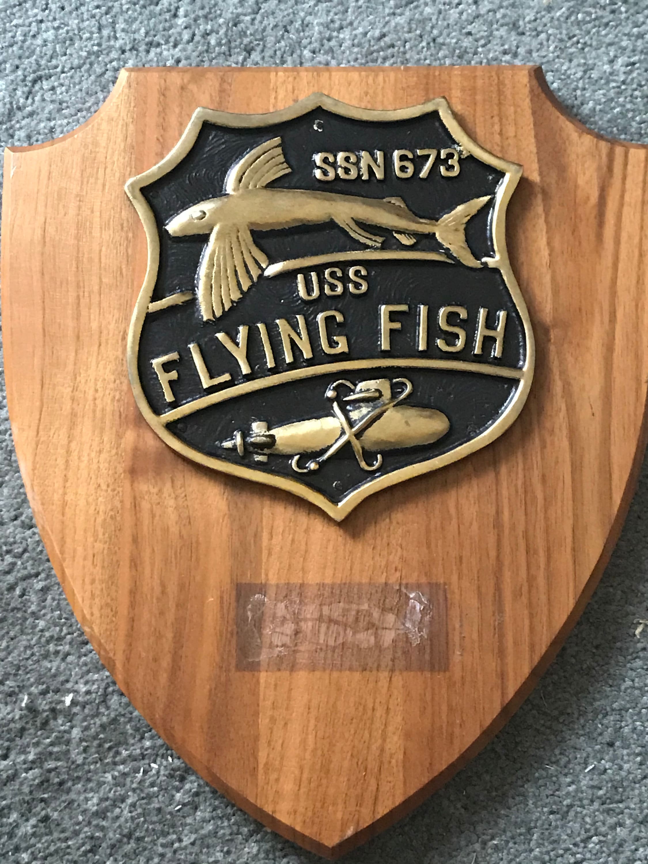 4241）USSフライングフィッシュ　原潜（SSN-673）　壁掛け　プレート USS Flying Fish Submarine SSN 673 Brass Plaque - Etsy Finland