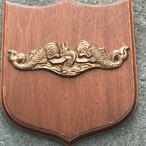 Submarine Dolphins Brass Plaque