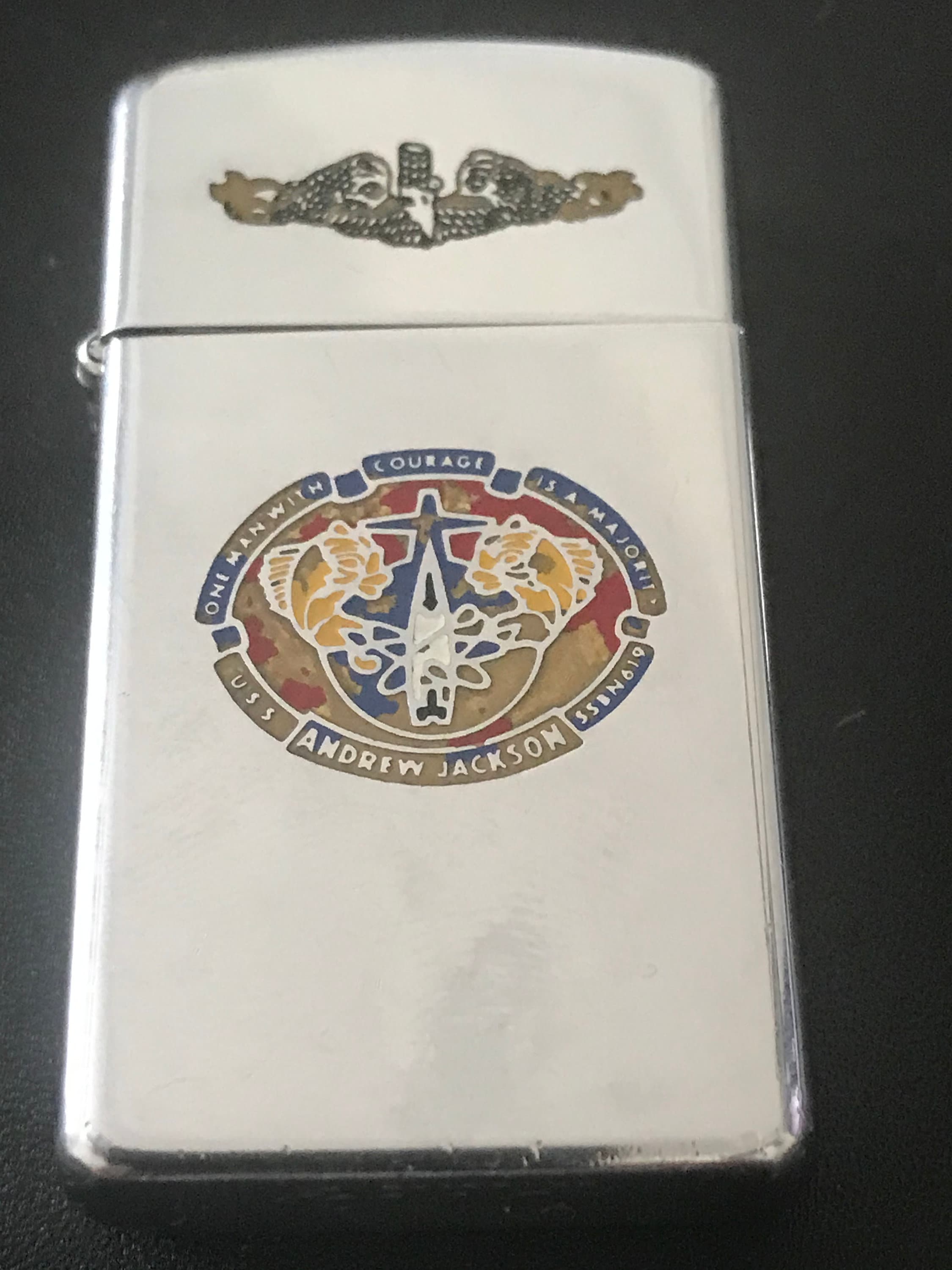 USS Andrew Jackson Submarine SSBN 619 Zippo Slim Lighter Used - Etsy