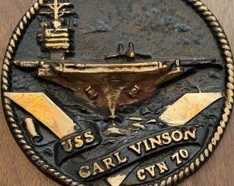USS Carl Vinson Nuclear Aircraft Carrier CVN 70  Brass Plaque